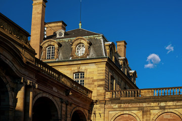 Classic french palace view on sunset