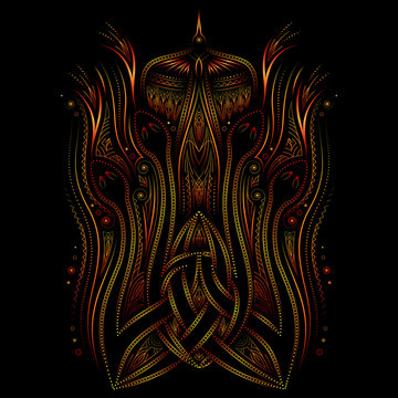 Celtic ornament, fire snakes and bird, vector