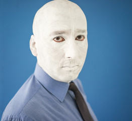 Artistic painting man face in white