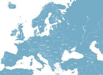Fototapeta premium vector Europe high detailed political map. All elements detachable and labeled