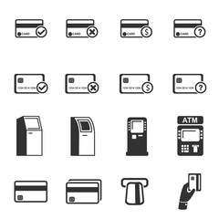 Credit card icons and  ATM machine - vector icon set