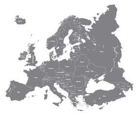 European high detailed vector  political map