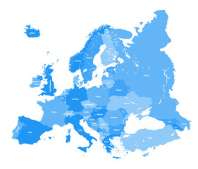 European political map. All layers detachable and labeled