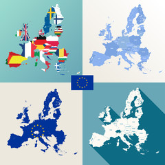 Fototapeta premium European union maps vector set