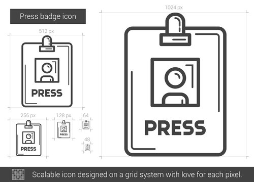 Press badge line icon.