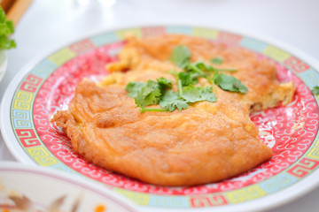 Omelette with crab meat