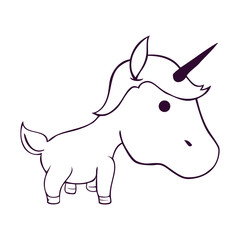 cute unicorn drawn icon vector illustration design