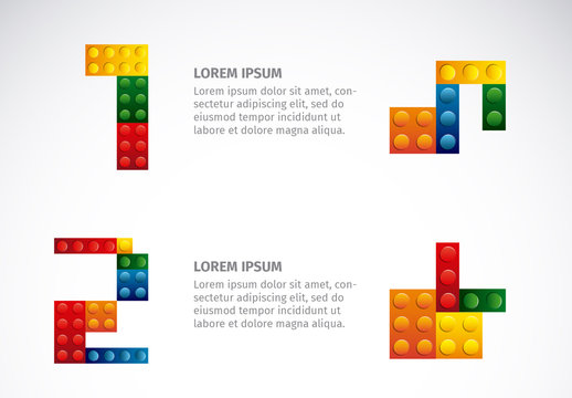 Colorful Building Blocks Element Infographic Set 1