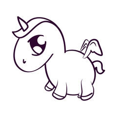 cute unicorn drawn icon vector illustration design