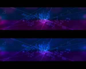 Neon laser light banner uses as technological background double