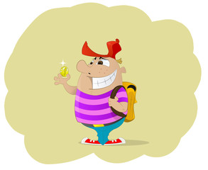 Naklejka premium Fun cartoon holding money