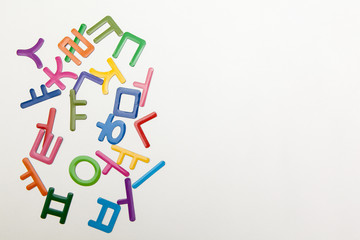colorful letters of korea on white backgrounds