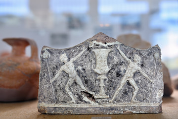 An antique ceramic in ancient Nemea museum, Greece