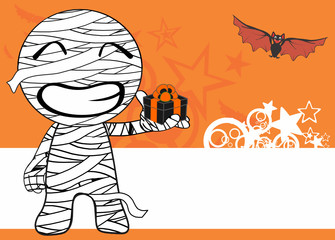 happy mummy kid expression cartoon halloween background in vector format