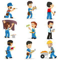 people engaged in construction work.