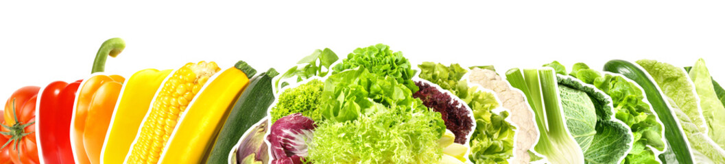 Gemüse und Salat in einer Reihe