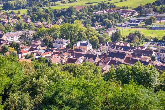 Aerial view of the village of Chevreuse, France
