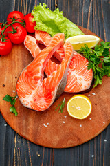 Fresh Raw Salmon Red Fish Steak