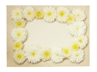 Old vintage paper frame with flowers