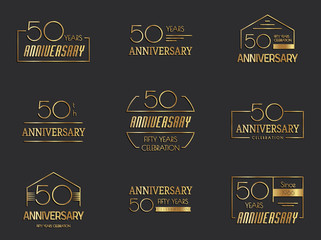 Fifty years anniversary celebration logotype. 50th anniversary logo set.