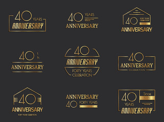 Forty  years anniversary celebration logotype. 40th anniversary logo set.
