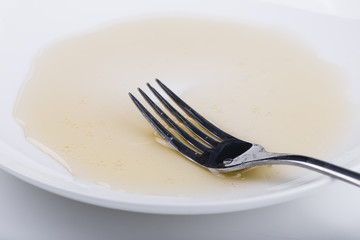 Honey on a plate with fork