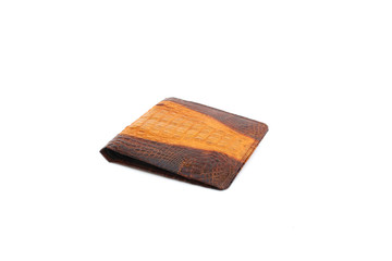 Brown Wallet crocodile skin on isolated