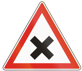 Hungarian regulatory road sign - Crossroads with right-of-way from the right