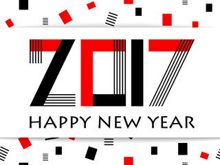 Geometric 2017 Happy New Year greeting vector card