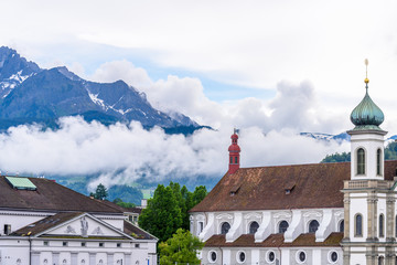 Historic city center of Lucerne with on sky clouds, Canton of Lucerne, Switzerland