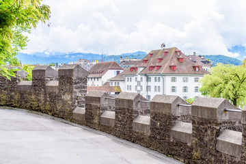 Historic city center of Lucerne with on sky clouds, Canton of Lucerne, Switzerland