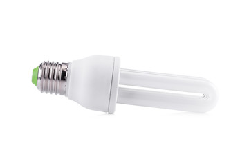 Energy Saving Lightbulb with Screw Bottom Isolated on White Back