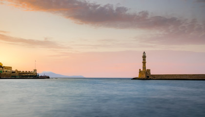 Chania old town harbour, Crete island, Greece