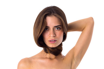 Obraz premium Young woman with long plait around her neck