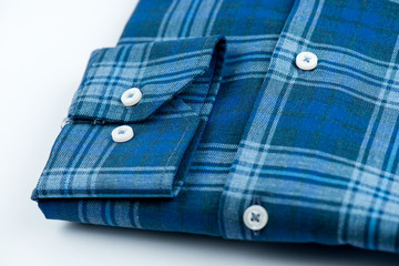 blue-checked shirt with blue stripes