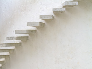 Circle of staircase on white wall in the park .Thailand