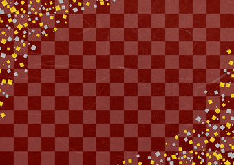 市松模様和紙紅-金