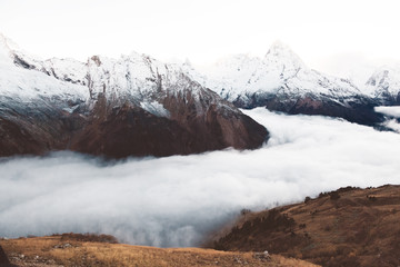 Mountains in fog