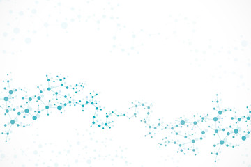 Obraz premium Structure molecule and communication Dna, atom, neurons. Science concept for your design. Connected lines with dots. Medical, technology, chemistry, science background. Vector illustration.