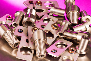 Pile of bolts and metal fasteners