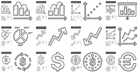 Business line icon set.