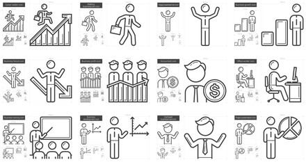 Business line icon set.