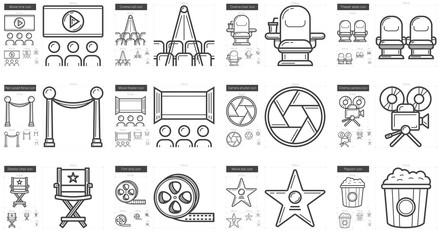 Cinema line icon set.