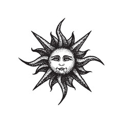 vector hand drawn sun illustration.