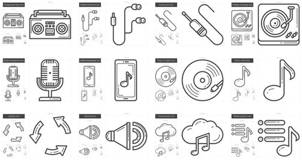 Music line icon set.