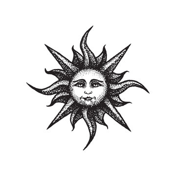 Naklejki vector hand drawn sun illustration.