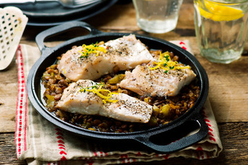 White Fish with Lentils