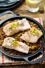 White Fish with Lentils