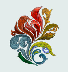 Fototapeta premium Vector Swirl, Floral Multicolored Decor