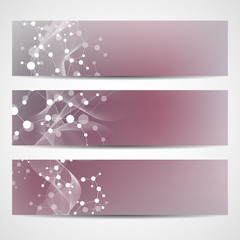 Naklejka na ściany i meble Abstract geometric banners molecule and communication. Science and technology design, structure DNA, chemistry, medical background, business and website